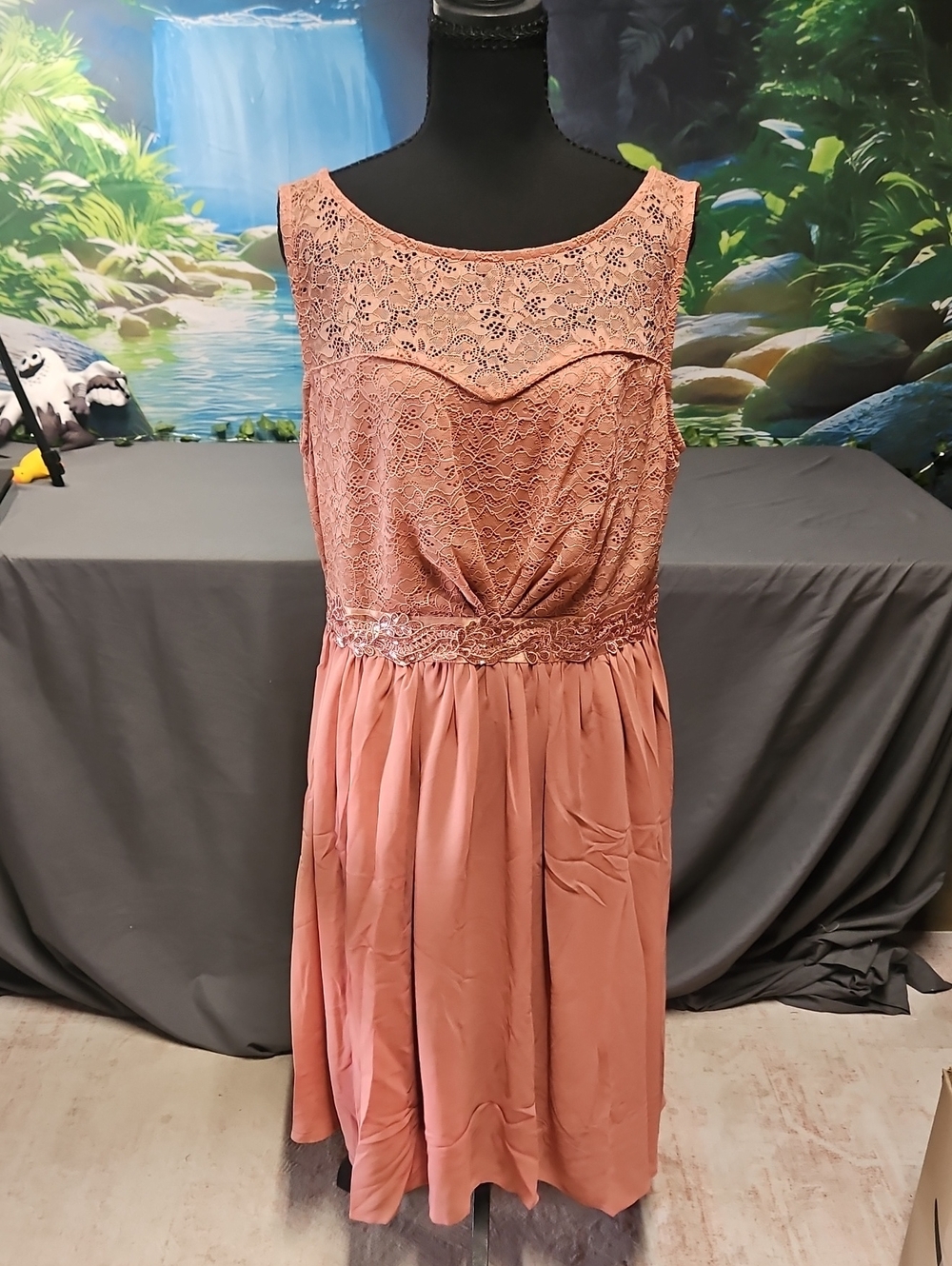 Miusol Dusty Rose Lace Bodice Party Dress